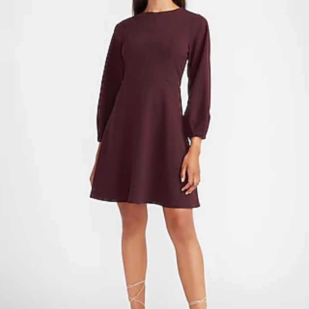*New* Express Balloon Sleeve Fit and Flare Dress